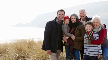 Family enjoying walk in countryside